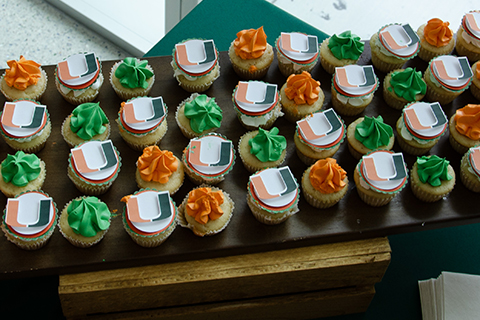 Photo of cupcakes with the University of miami logo